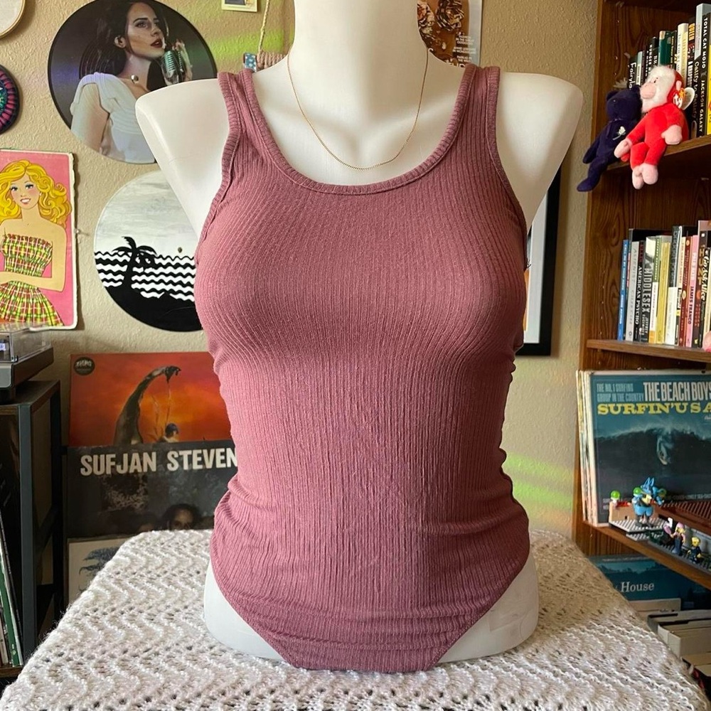 Blush pink tank top knit bodysuit / Bozzolo / sz small